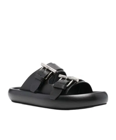 Alexander Mcqueen Round-headed Sandals In Black