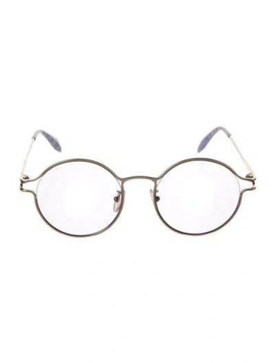 Pre-owned Alexander Mcqueen Round Mirrored Sunglasses In Gold