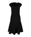 Alexander Mcqueen Flared Square-neck Knit Midi Dress In Black