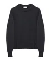 Alexander Mcqueen Melange Dark Grey Stretch Wool Blend Sweater In Black