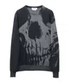Alexander Mcqueen Skull Intarsia Wool Melange Crewneck Sweater In Black