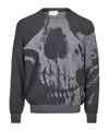 Alexander Mcqueen Skull Intarsia Wool Melange Crewneck Sweater In Grey