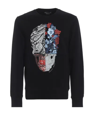 Alexander Mcqueen Round-necked Logo Sweater In Black