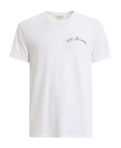 Alexander Mcqueen Round-necked Logo T-shirt In White