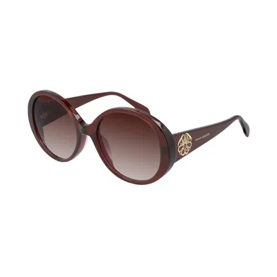 Pre-owned Alexander Mcqueen Round Sunglasses 'burgundy/red' | Women's Size Onesize