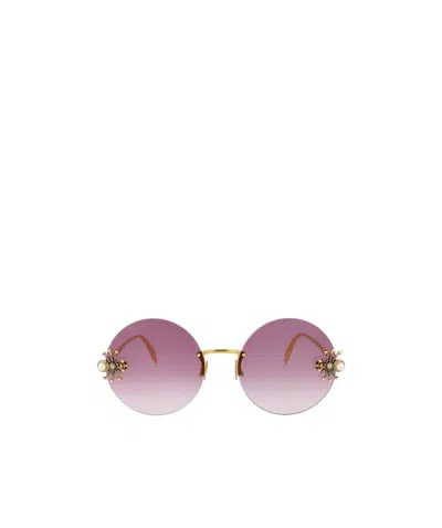 Alexander Mcqueen Round Tinted Sunglasses In Pink