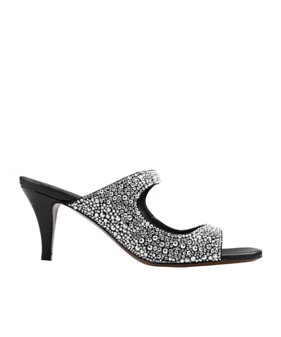 Alexander Mcqueen Round Toe High Heel Sandals In Black