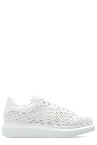 Alexander Mcqueen Round Toe Knit Sneaker In White