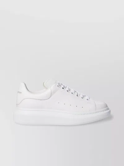 Alexander Mcqueen Round Toe Thick Sole Perforated Sides Sneakers In White