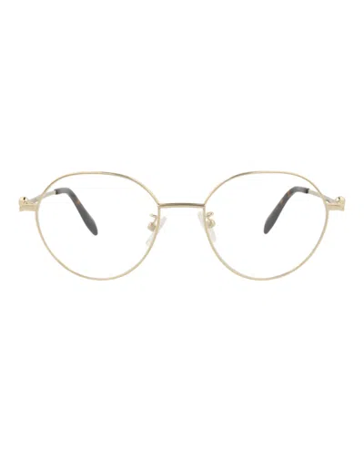 Pre-owned Alexander Mcqueen Roundframe Metal Optical Frames In Gold Gold Transparent (am0319o/30010861/002)