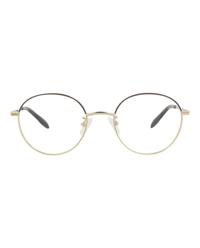 Pre-owned Alexander Mcqueen Roundframe Metal Optical Frames In Gold Gold Transparent (am0369o/30012347/005)