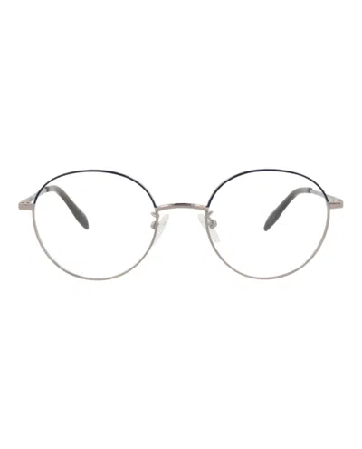 Pre-owned Alexander Mcqueen Roundframe Metal Optical Frames In Ruthenium Ruthenium Transparent (am0369o/30012347/006)