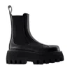 Alexander Mcqueen Black Glossy Leather Ankle Boots With Tank Sole In Black