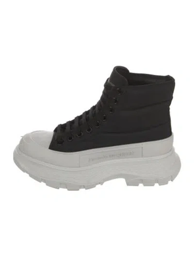 Pre-owned Alexander Mcqueen Rubber Colorblock Pattern Rain Boots In Black