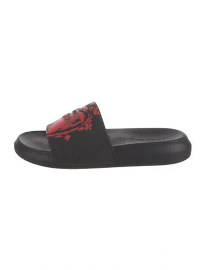 Pre-owned Alexander Mcqueen Rubber Printed Slides In Multi