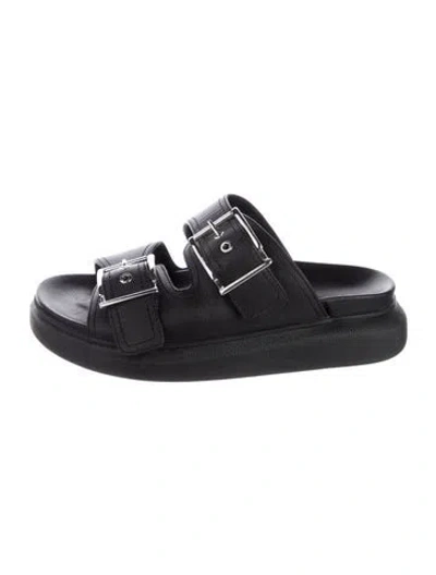 Pre-owned Alexander Mcqueen Rubber Slides In Black