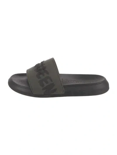 Pre-owned Alexander Mcqueen Rubber Slides In Black