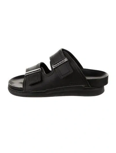 Pre-owned Alexander Mcqueen Rubber Slides In Black