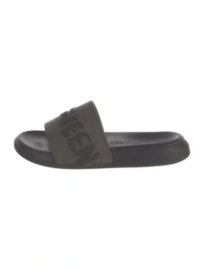Pre-owned Alexander Mcqueen Rubber Slides In Gray