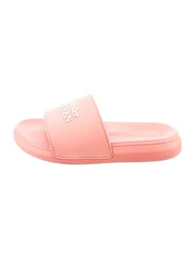 Pre-owned Alexander Mcqueen Rubber Slides In Pink