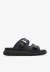 Alexander Mcqueen Rubber Slides With Buckled-straps In Black