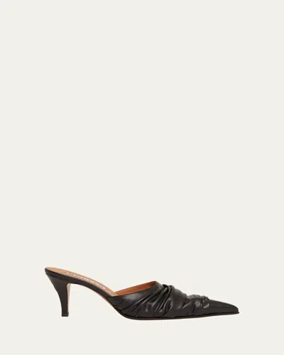 Alexander Mcqueen Ruched Mules In Black