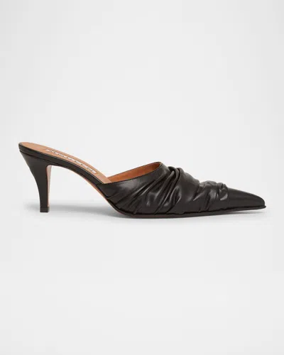 ALEXANDER MCQUEEN RUCHED LEATHER MULE PUMPS