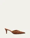 Alexander Mcqueen Ruched Leather Mule Pumps In Rust
