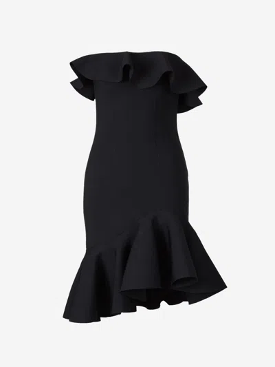 Alexander Mcqueen Strapless Ruffled Minidress In Black