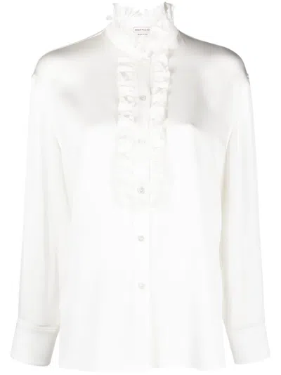 Alexander Mcqueen Ruffle-detail Long-sleeve Shirt In White