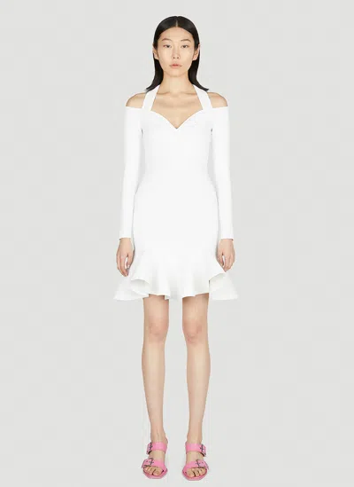 Alexander Mcqueen Ruffle Flare Dress In White