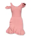 Alexander Mcqueen Ruffled Scuba-jersey Mini Dress In Pink