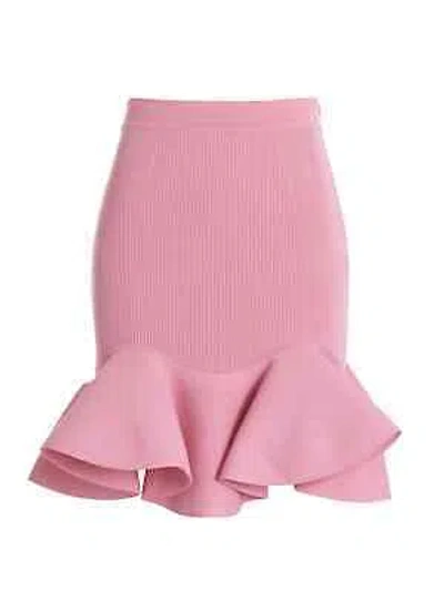 Pre-owned Alexander Mcqueen Ruffle Rib Mini Skirt In Pink