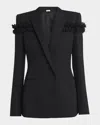 Alexander Mcqueen Ruffle Single-breasted Wrap Blazer Jacket