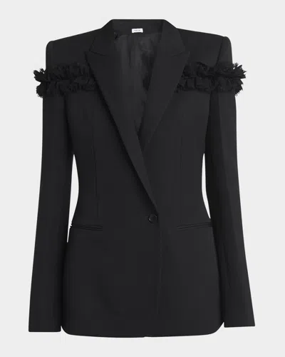 Alexander Mcqueen Ruffle Single-breasted Wrap Blazer Jacket