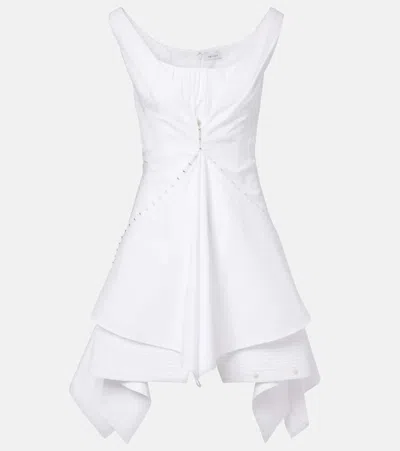 Alexander Mcqueen Ruffled Cotton Minidress In White