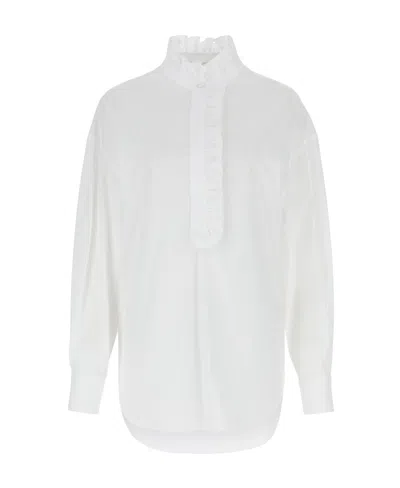 Alexander Mcqueen Ruffled Cotton Shirt In White
