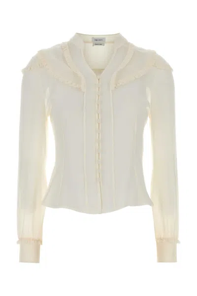 Alexander Mcqueen Ruffled Peter Pan Collar Silk Shirt In Neutral