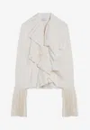 Alexander Mcqueen Ruffled Pleated Blouse In Ivory
