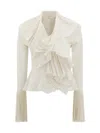 Alexander Mcqueen Ruffled Pleated Blouse In Ivory