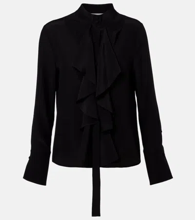 Alexander Mcqueen Ruffled Silk Blouse In Black