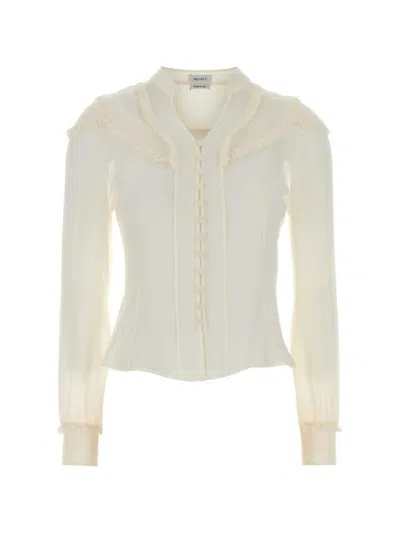 Alexander Mcqueen Ruffled Silk-chiffon Shirt In Neutral