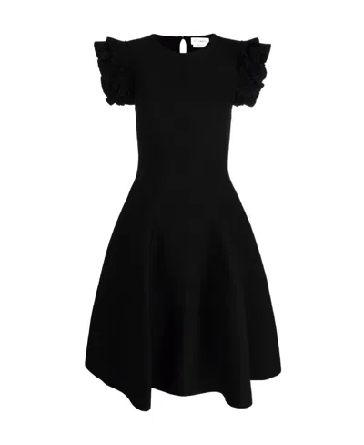 Alexander Mcqueen Ruffled Sleeve Mini Dress In Black