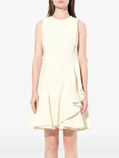 Alexander Mcqueen Ruffled Sleeveless Dress In White