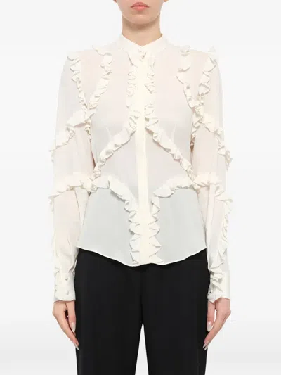 Alexander Mcqueen Ruffle-trimmed Long-sleeve Shirt In Neutral