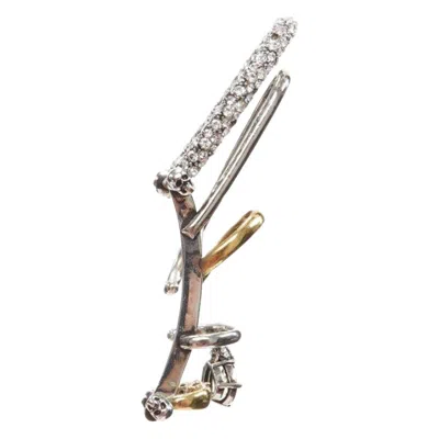 Pre-owned Alexander Mcqueen Runway Multi Hoop Gold Silver Crystal Cuff Earring