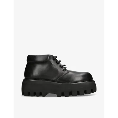 ALEXANDER MCQUEEN S BLACK MEN'S SHOW PLATFORM-SOLE LEATHER ANKLE BOOTS