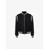 Alexander Mcqueen Embroidered Wool Bomber Jacket In Black