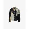 Alexander Mcqueen Abstract Print Denim Jacket In Black/ivory