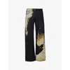 Alexander Mcqueen S  Graphic-print Straight Leg Denim Jeans In Black/ivory